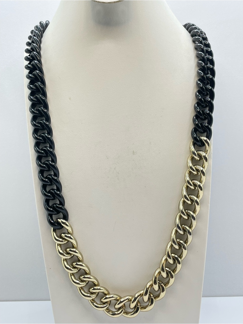 Gold Tone Gunmetal Oversized Curb Link Chain Statement Necklace